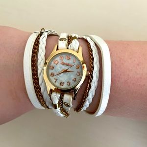 White and Gold Wraparound Watch